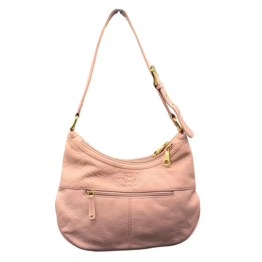 Stone Mountain Pink Leather Hobo Shoulder Bag Wallet Set Gold Hardware